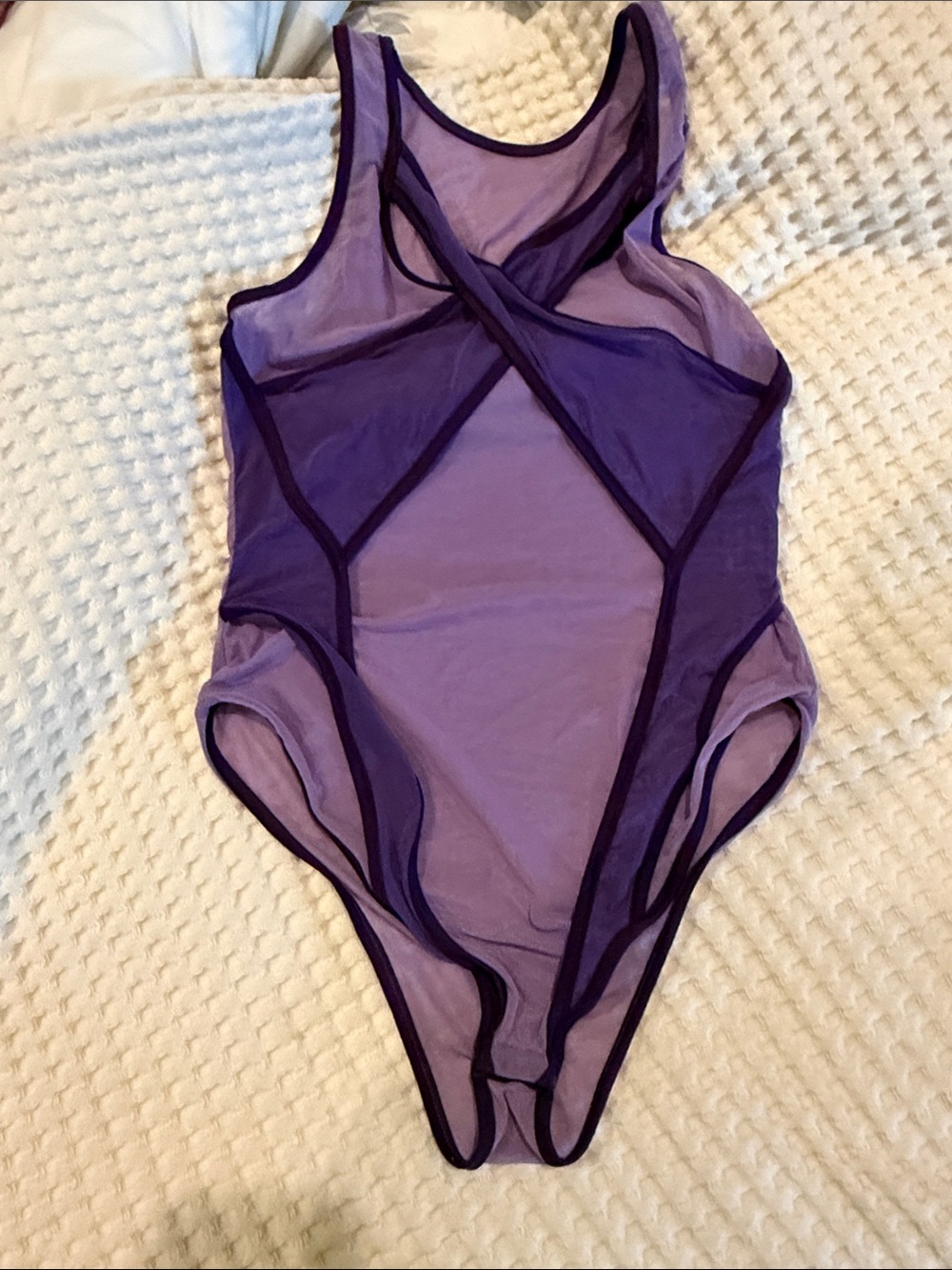 Purple Mesh One-Piece Swimsuit